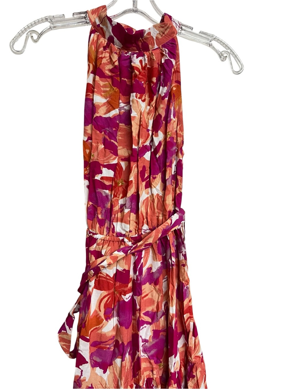 New Petal & Pup Caroline Sleeveless Pink Floral‎ Halter Maxi Dress Summer - Picture 3 of 9